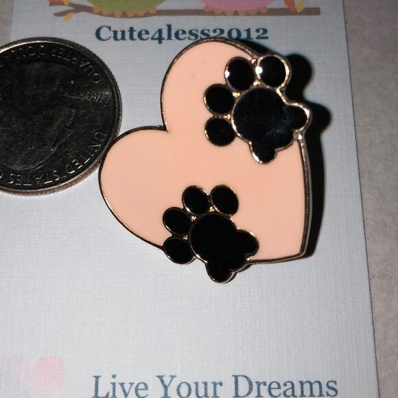 Pink Heart Paws Pet Rescue Pin Brooch - Picture 1 of 2